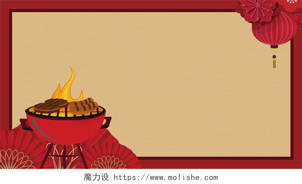 简约时尚红色餐饮餐厅美食名片背景